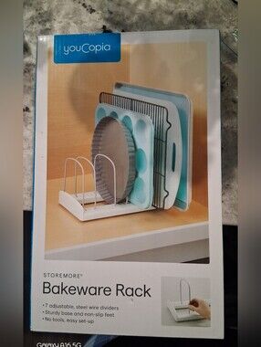 Storemore Bakeware Rack — White and Teal
